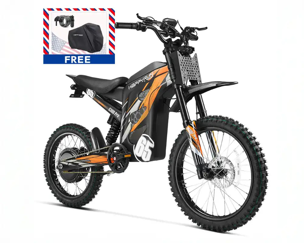 Electric bike with a free bag offer on a white background