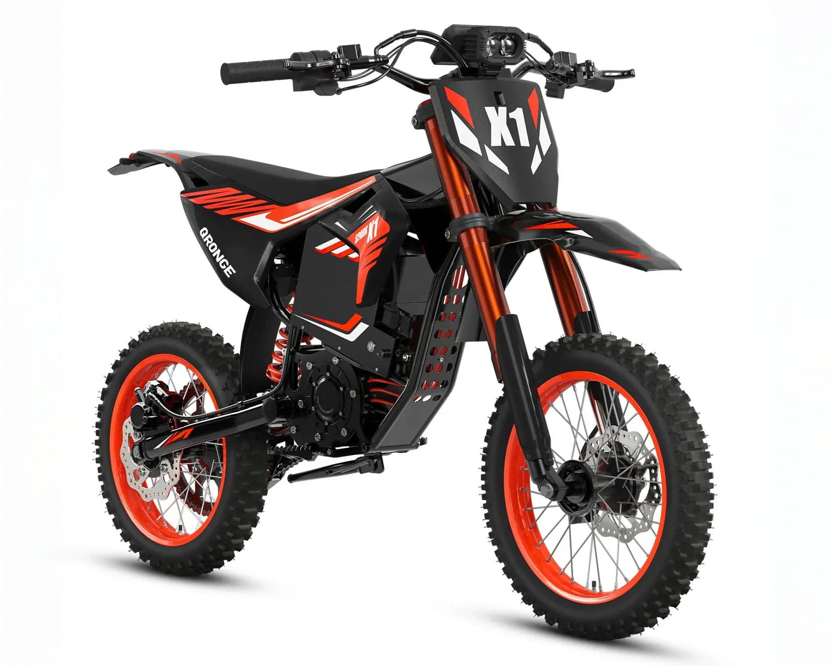 Black and orange electric bike with 'X1' branding on a white background