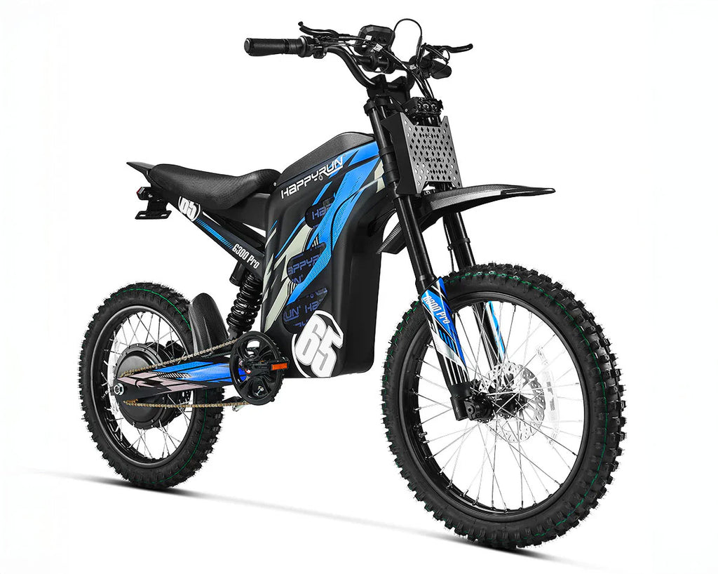 Electric bike with blue accents on a white background