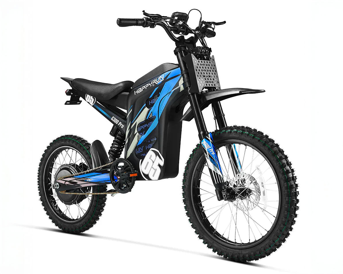 Electric bike with blue accents on a white background